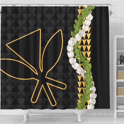 Hawaii Shower Curtain Kanaka Maoli Puakenikeni Maile Flower Lei