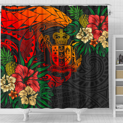 New Zealand Shower Curtain Polynesian Coat Of Arms Tropical