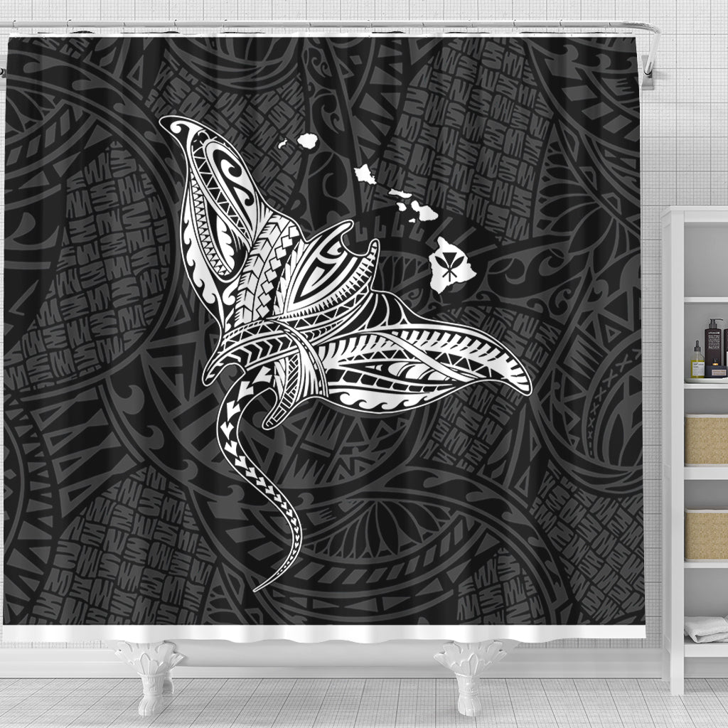Hawaii Shower Curtain Hawaiian Map Polynesian Tribal Ray Tattoo
