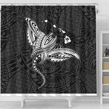 Hawaii Shower Curtain Hawaiian Map Polynesian Tribal Ray Tattoo