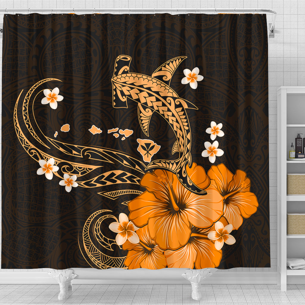 Hawaii Shower Curtain Kanaka Map And Shark Tribal Tattoo