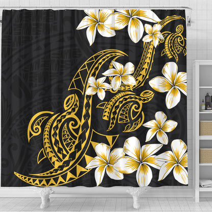 Hawaii Shower Curtain Polynesian Tribal Tattoo Plumeria Flower
