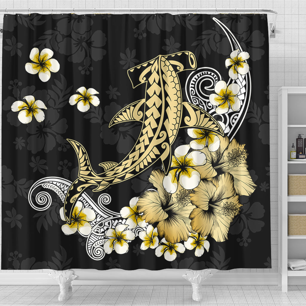 Hawaii Shower Curtain Hammerhead Shark Gold Tropical