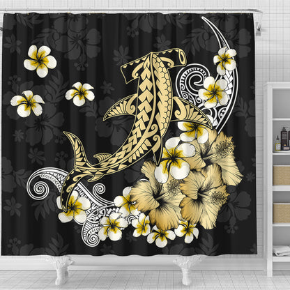 Hawaii Shower Curtain Hammerhead Shark Gold Tropical