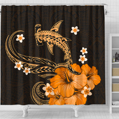 Hawaii Shower Curtain Shark Polynesia Tribal Tattoo