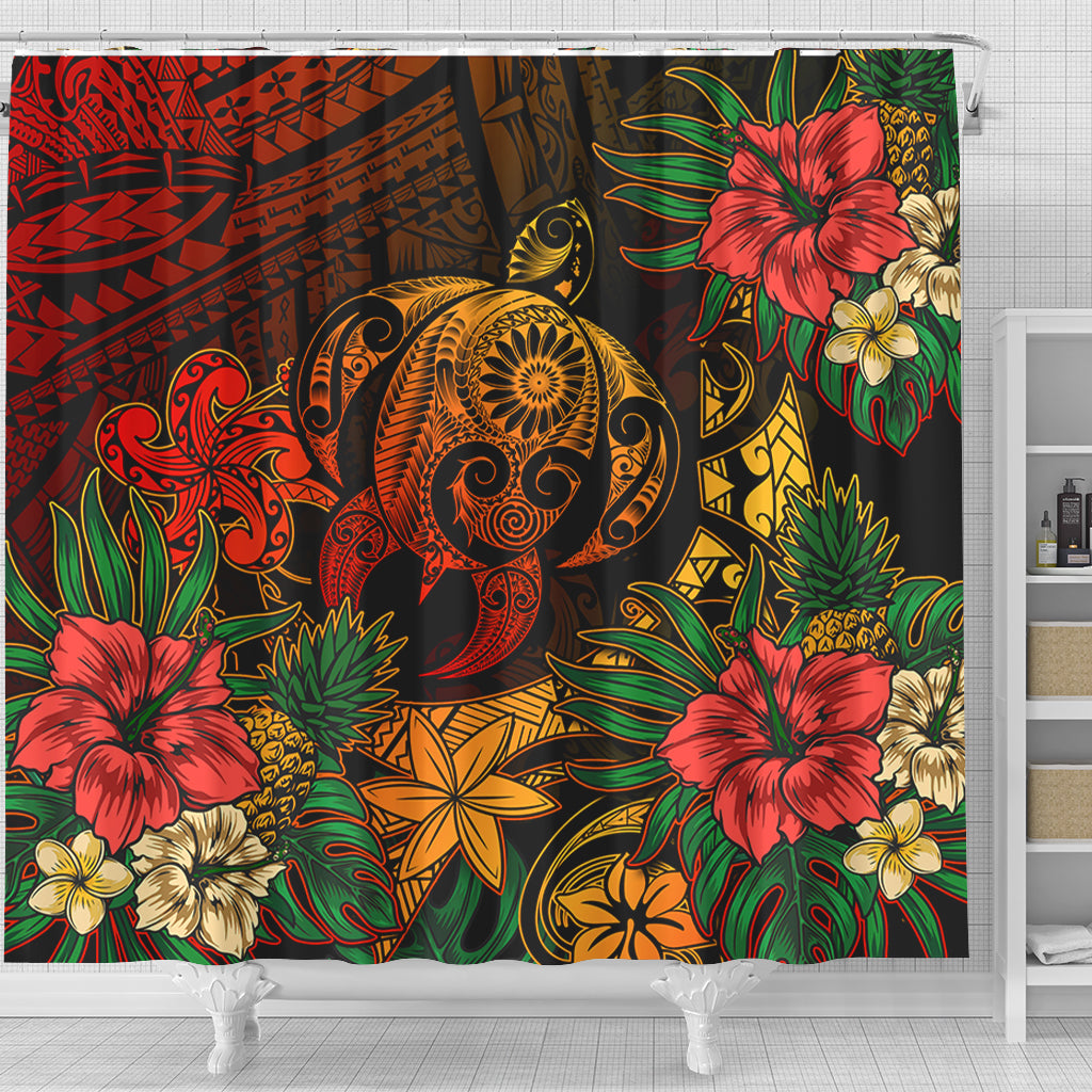 Hawaii Shower Curtain Tribal Polynesia Sea Turtle Design Pacific Dream