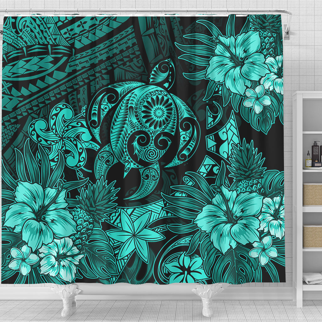 Hawaii Shower Curtain Tribal Polynesia Sea Turtle Design Pacific Dream