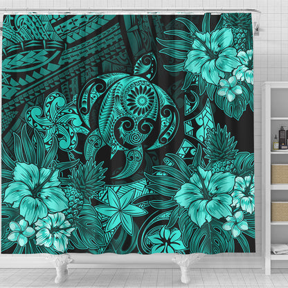 Hawaii Shower Curtain Tribal Polynesia Sea Turtle Design Pacific Dream