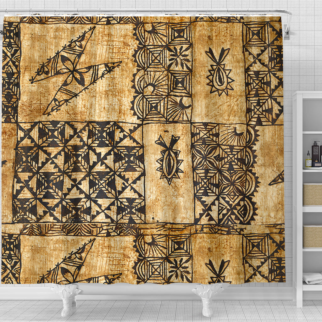 Tonga Shower Curtain Tapa Cloth Vintage