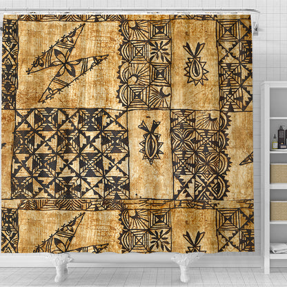 Tonga Shower Curtain Tapa Cloth Vintage