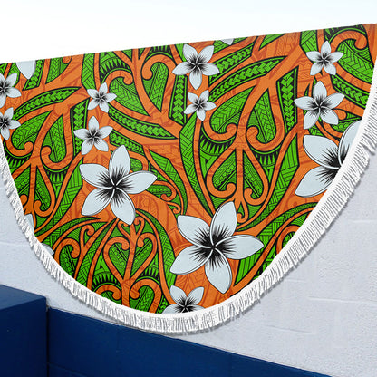 New Zealand Beach Blanket Maori Pattern Plumeria