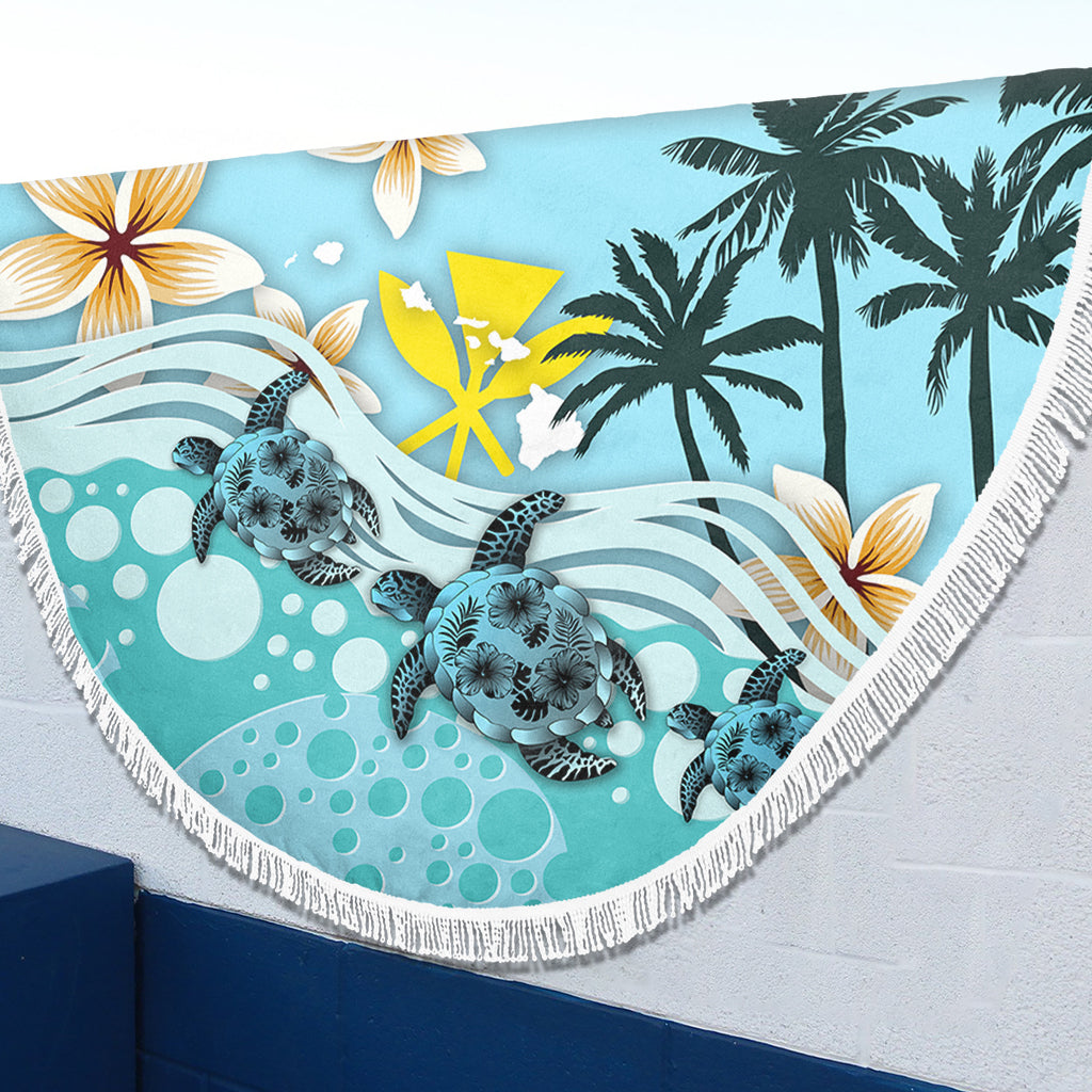 Hawaii Beach Blanket Kanaka Maoli Turte Blue Hibiscus