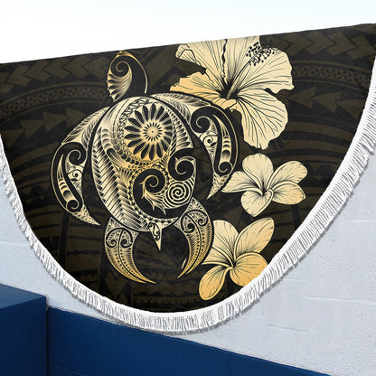 Hawaii Beach Blanket Hibiscus Plumeria Mix Polynesian Turtle