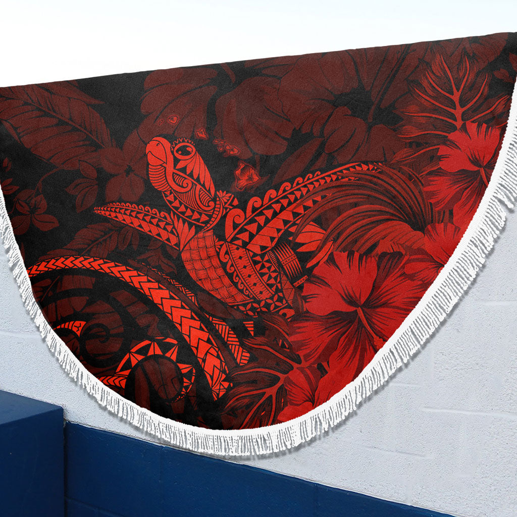 Hawaii Beach Blanket Turtle Polynesian With Hibiscus Flower