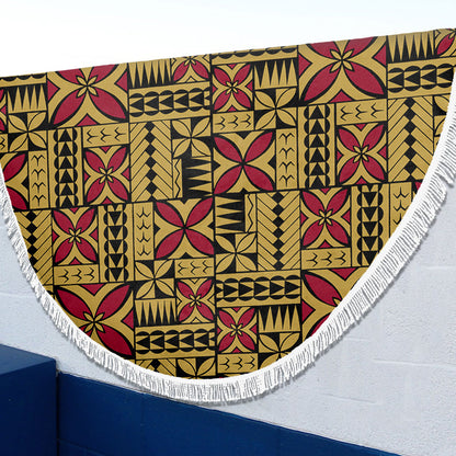 Samoa Beach Blanket Siapo Design Tribal Pattern Yellow