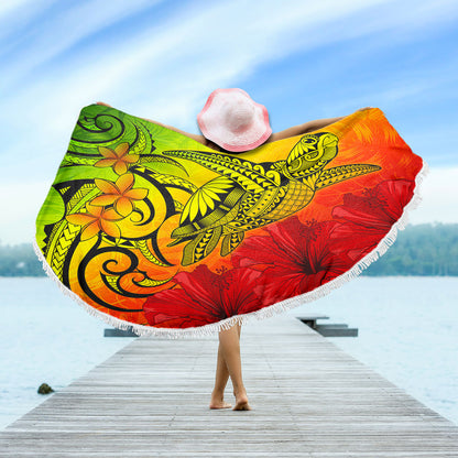 Hawaii Beach Blanket Tribal Polynesia Tropical Hibiscus Flower