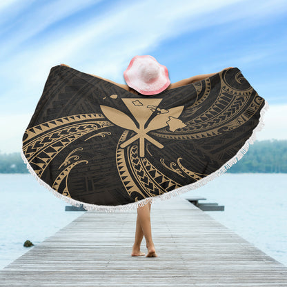 Hawaii Beach Blanket Kanaka Map Tribal Wave