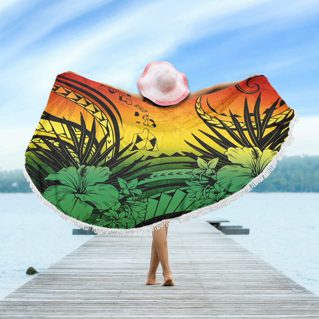 Hawaii Beach Blanket Map Polynesian Tattoo Tropical Summer