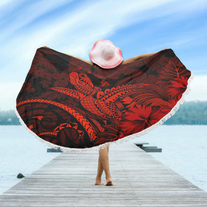 Hawaii Beach Blanket Turtle Polynesian With Hibiscus Flower