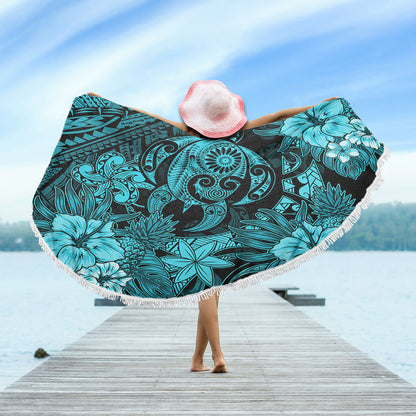 Hawaii Beach Blanket Tribal Polynesia Sea Turtle Design Pacific Dream