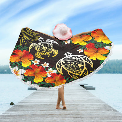Hawaii Beach Blanket Polynesian Tribal Floral Turtle
