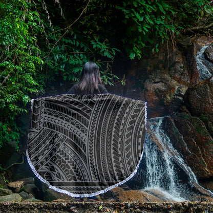 Hawaii Beach Blanket Polynesia Pattern Gray