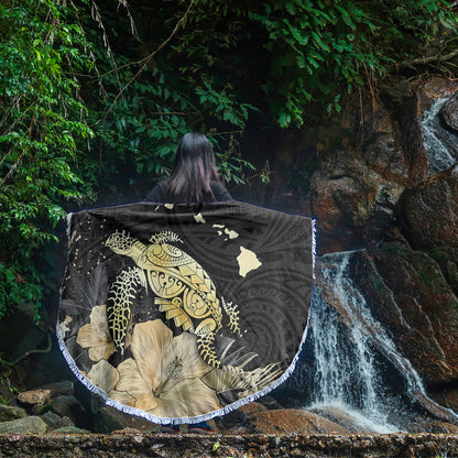 Hawaii Beach Blanket Turtle Hibiscus Gold