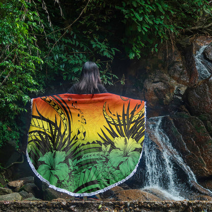 Hawaii Beach Blanket Map Polynesian Tattoo Tropical Summer