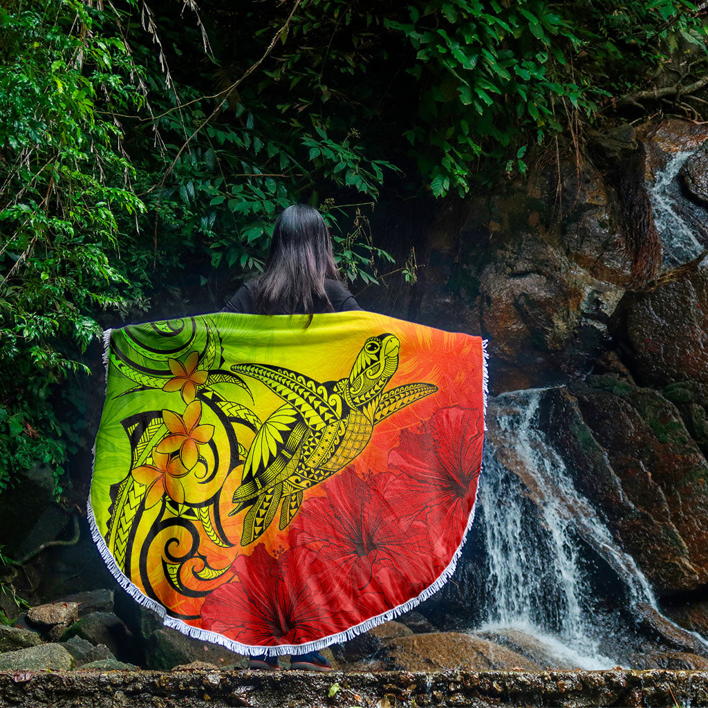 Hawaii Beach Blanket Tribal Polynesia Tropical Hibiscus Flower