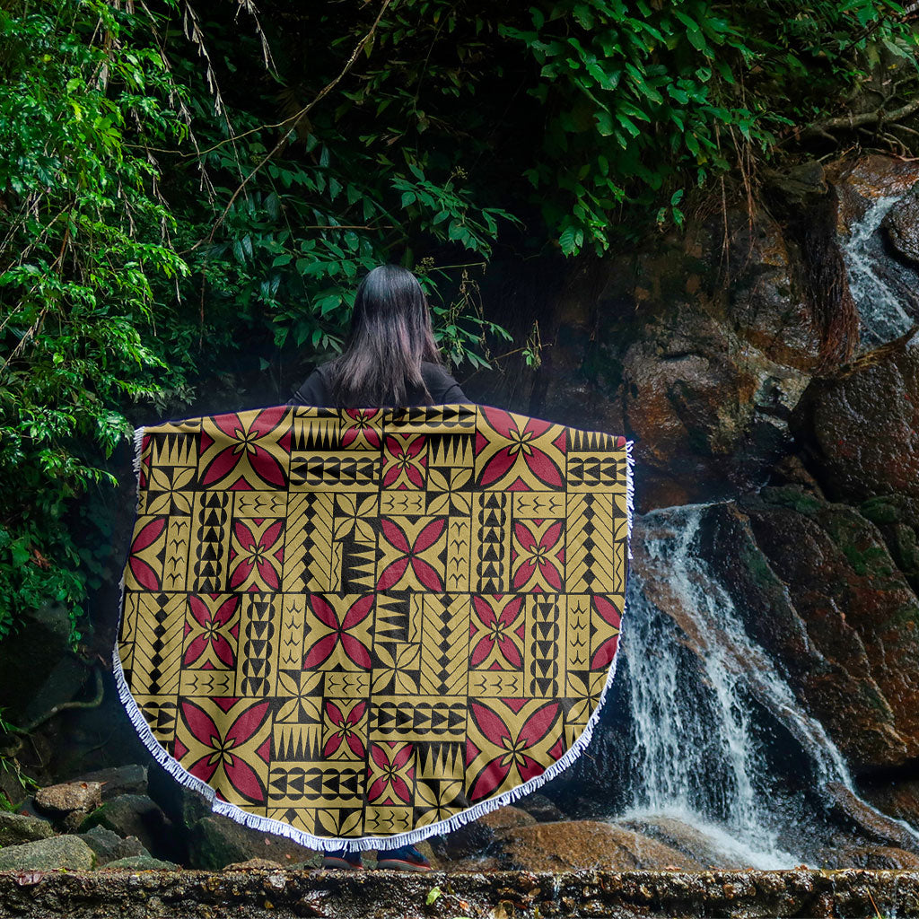 Samoa Beach Blanket Siapo Design Tribal Pattern Yellow