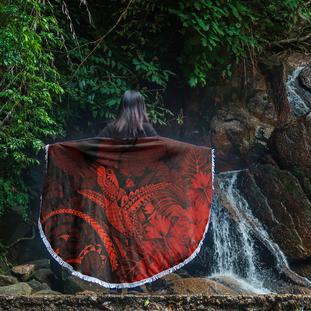 Hawaii Beach Blanket Turtle Polynesian With Hibiscus Flower