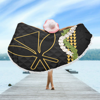 Hawaii Beach Blanket Kanaka Maoli Puakenikeni Maile Flower Lei