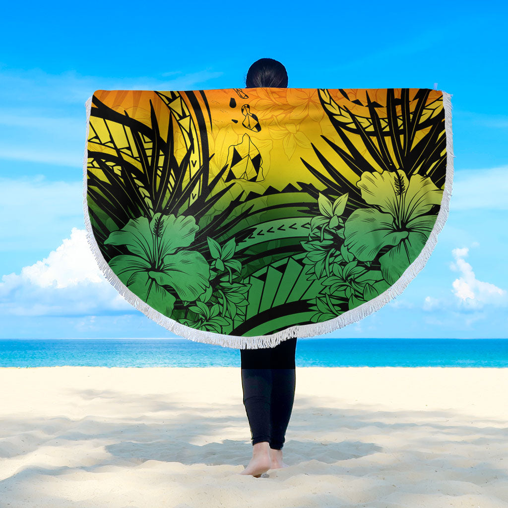 Hawaii Beach Blanket Map Polynesian Tattoo Tropical Summer