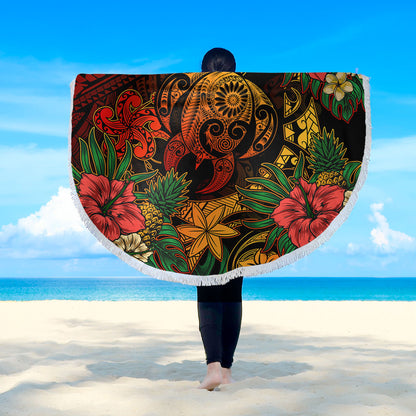 Hawaii Beach Blanket Tribal Polynesia Sea Turtle Design Pacific Dream