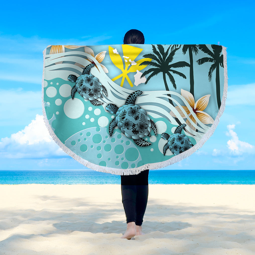 Hawaii Beach Blanket Kanaka Maoli Turte Blue Hibiscus
