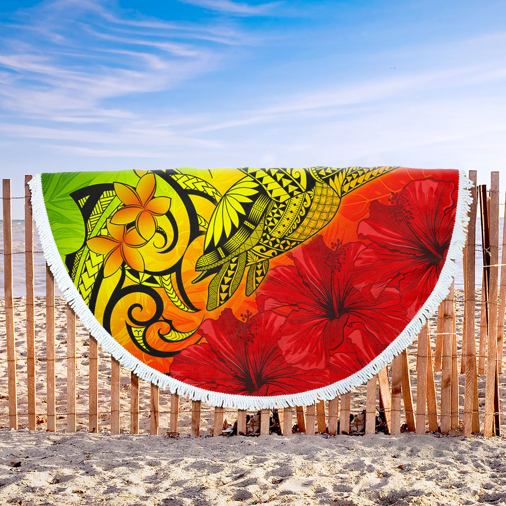 Hawaii Beach Blanket Tribal Polynesia Tropical Hibiscus Flower