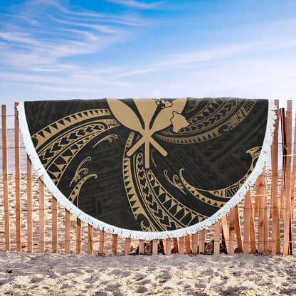 Hawaii Beach Blanket Kanaka Map Tribal Wave