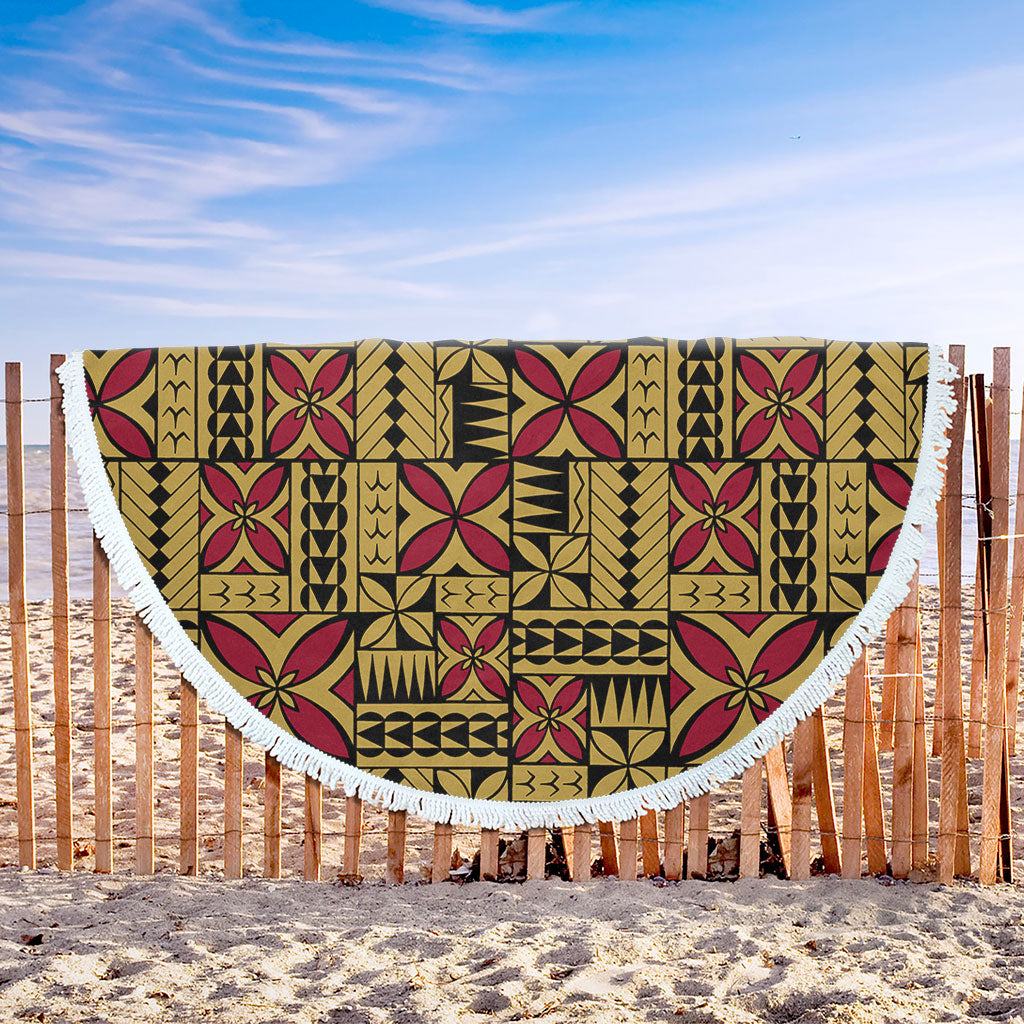 Samoa Beach Blanket Siapo Design Tribal Pattern Yellow