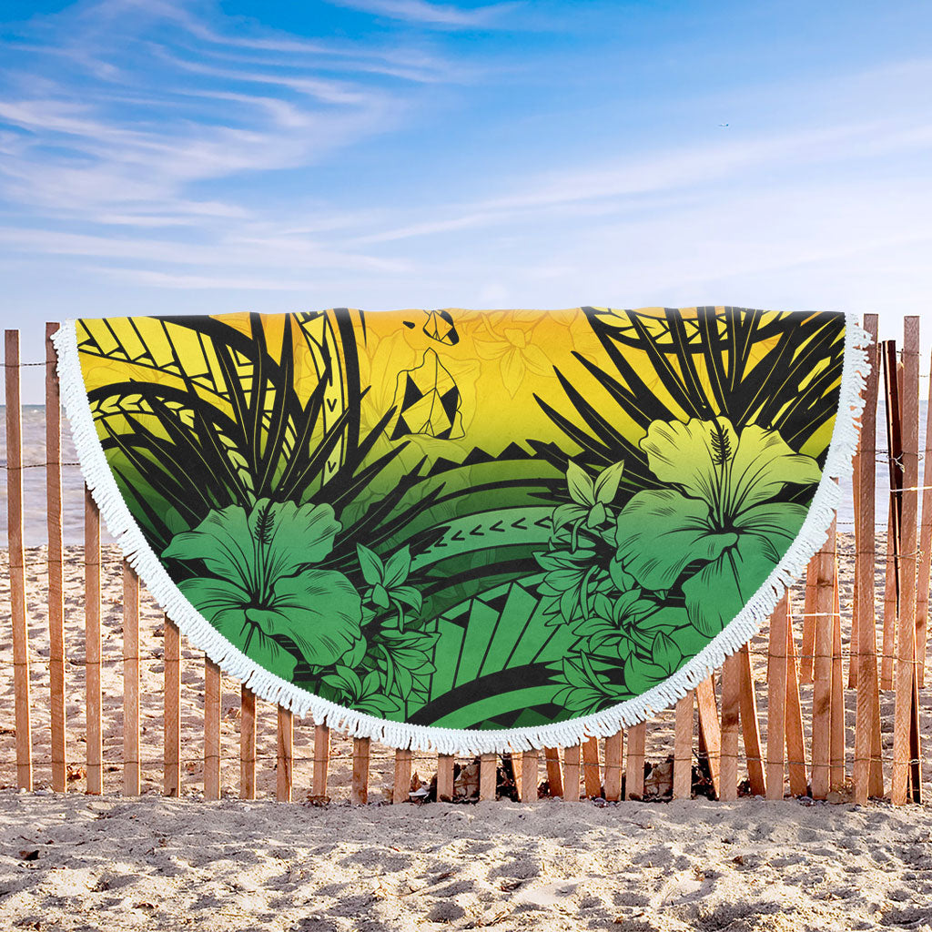 Hawaii Beach Blanket Map Polynesian Tattoo Tropical Summer