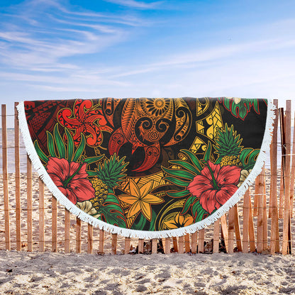 Hawaii Beach Blanket Tribal Polynesia Sea Turtle Design Pacific Dream