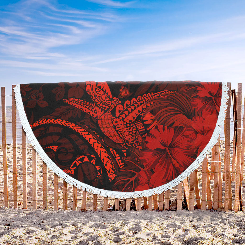 Hawaii Beach Blanket Turtle Polynesian With Hibiscus Flower