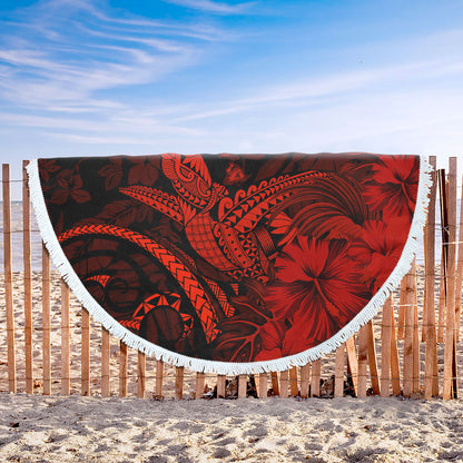 Hawaii Beach Blanket Turtle Polynesian With Hibiscus Flower