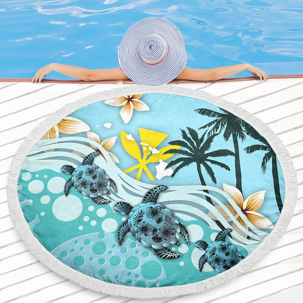 Hawaii Beach Blanket Kanaka Maoli Turte Blue Hibiscus
