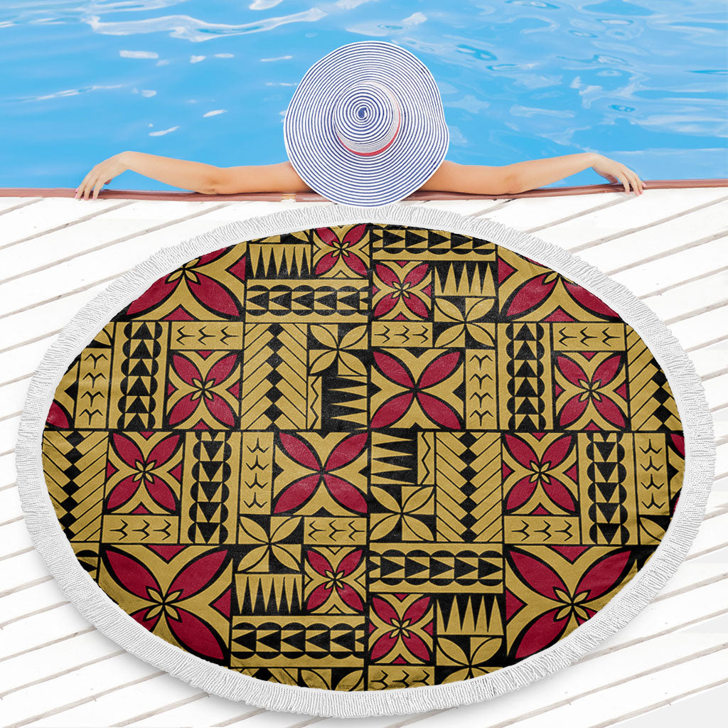 Samoa Beach Blanket Siapo Design Tribal Pattern Yellow