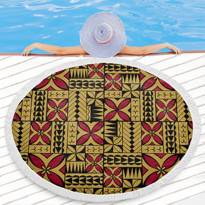 Samoa Beach Blanket Siapo Design Tribal Pattern Yellow