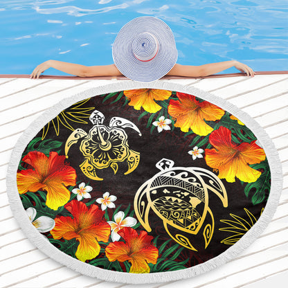 Hawaii Beach Blanket Polynesian Tribal Floral Turtle