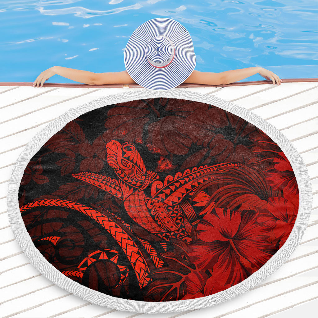 Hawaii Beach Blanket Turtle Polynesian With Hibiscus Flower