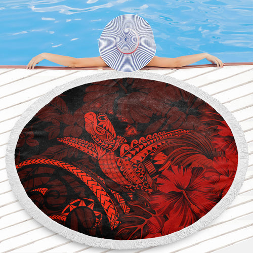 Hawaii Beach Blanket Turtle Polynesian With Hibiscus Flower