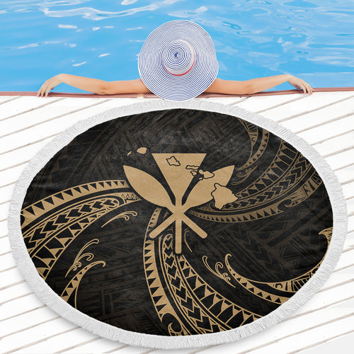 Hawaii Beach Blanket Kanaka Map Tribal Wave