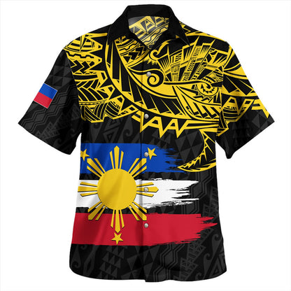 Philippines Filipinos Hawaiian Shirt Tribal Polynesian Grunge Flag